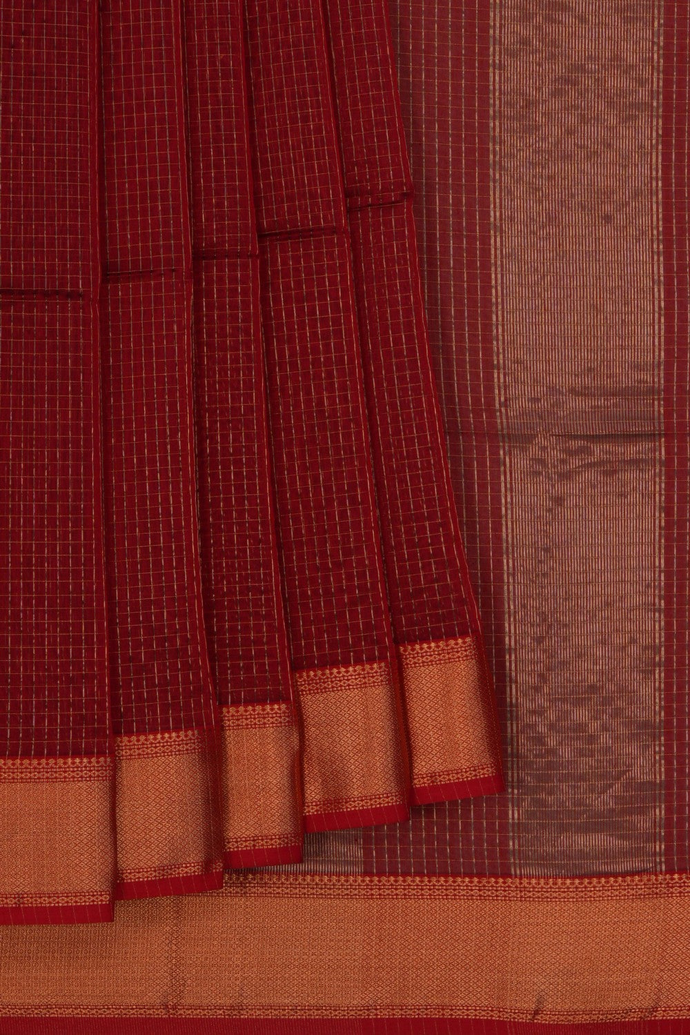 Image of A Red Kattam Saree