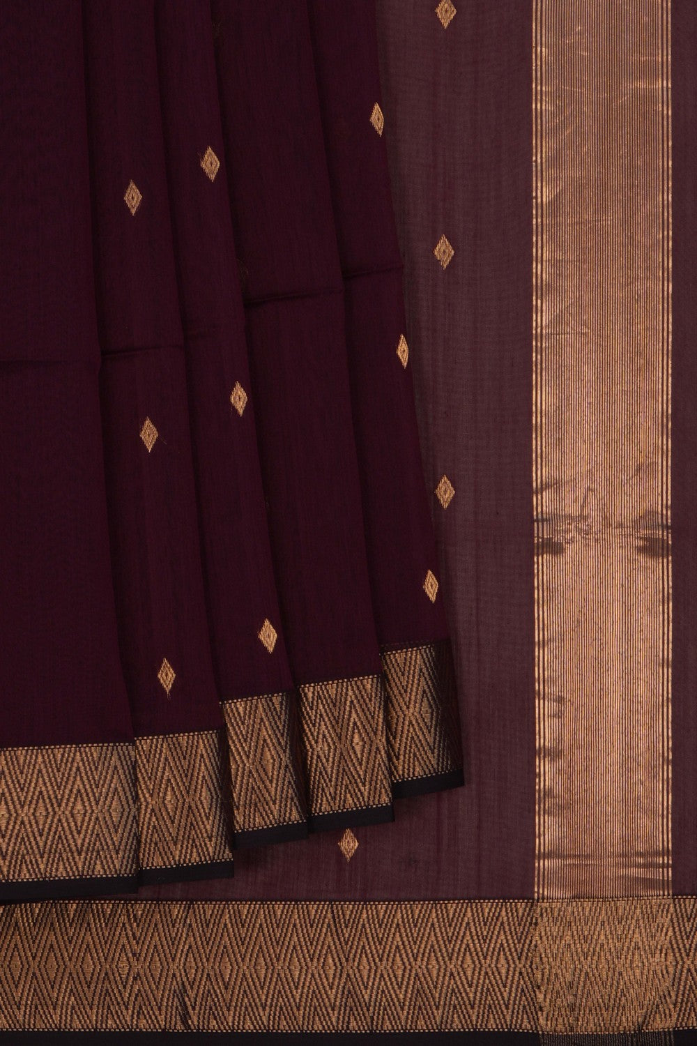 Image of Cotton Silk Brown Saree