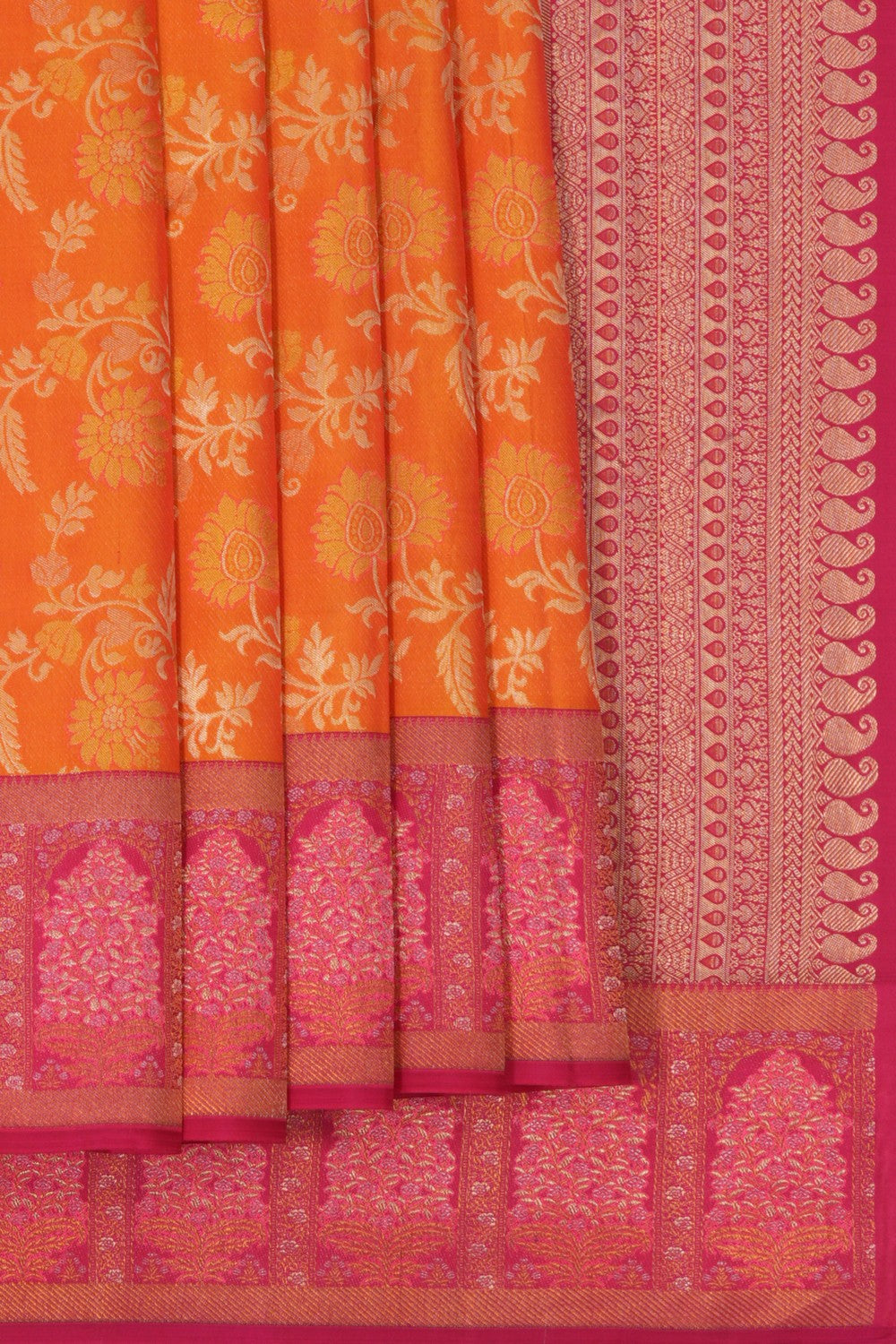 Image of Kanchipattu Brocade Orange Saree