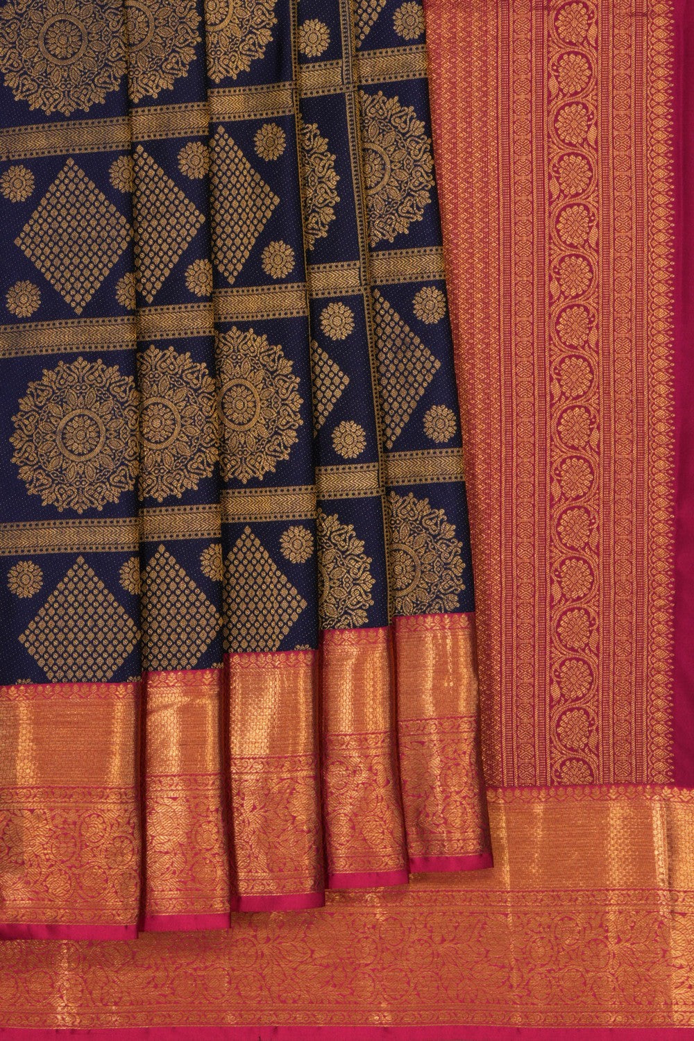 Kanchipattu Brocade Navy Blue Saree