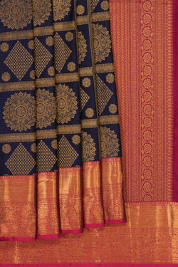 Image of Kanchipattu Brocade Navy Blue Saree