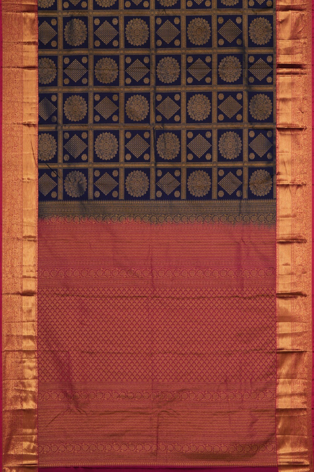Kanchipattu Brocade Navy Blue Saree
