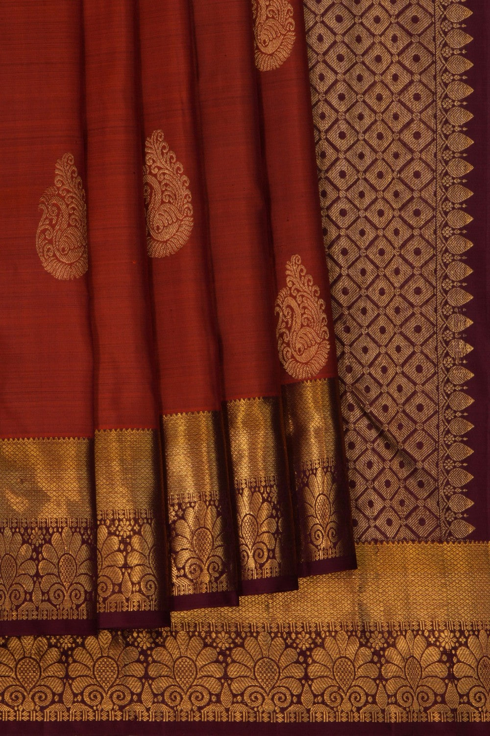 Image of South Silk Rust Orange Saree