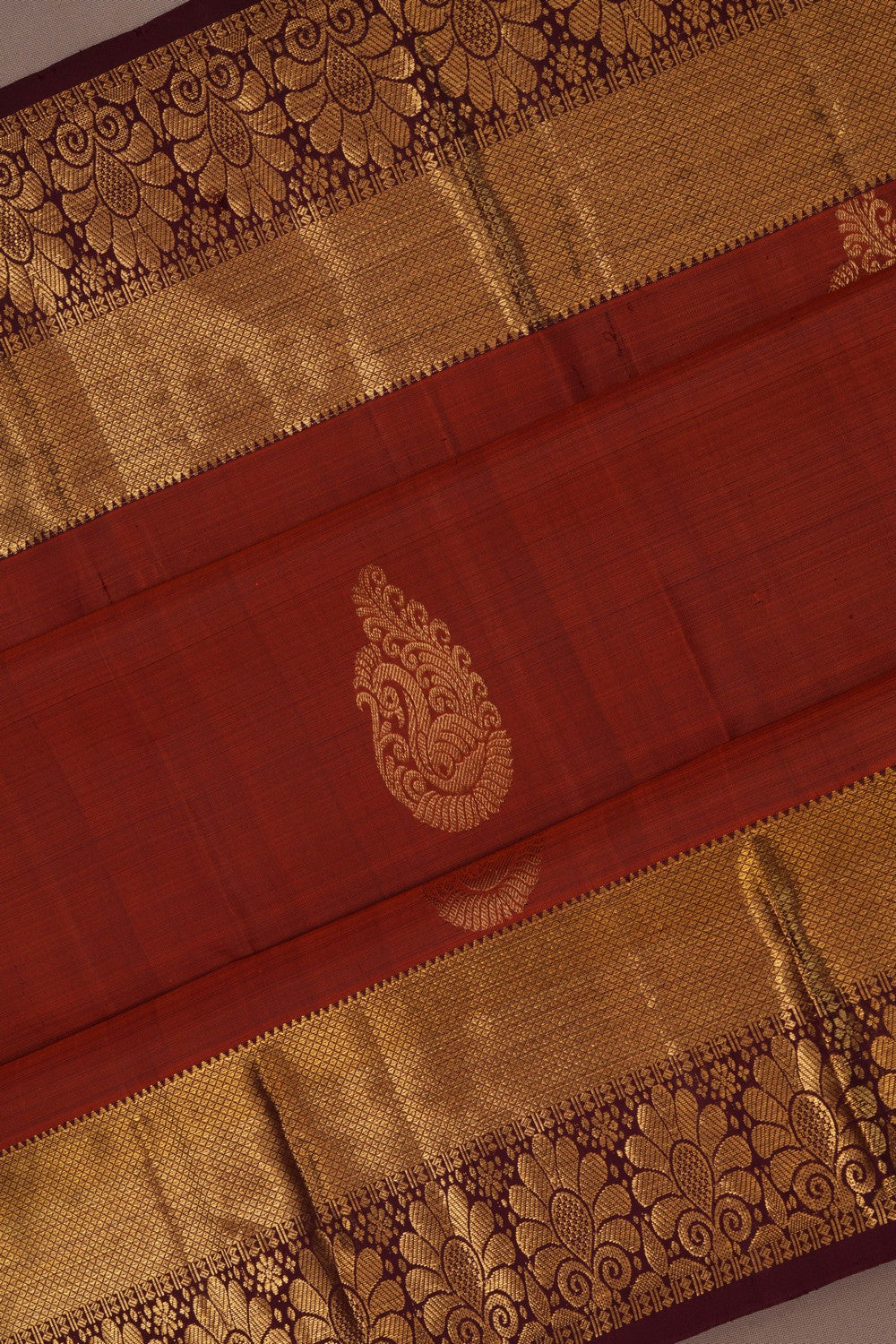 Image of South Silk Rust Orange Saree