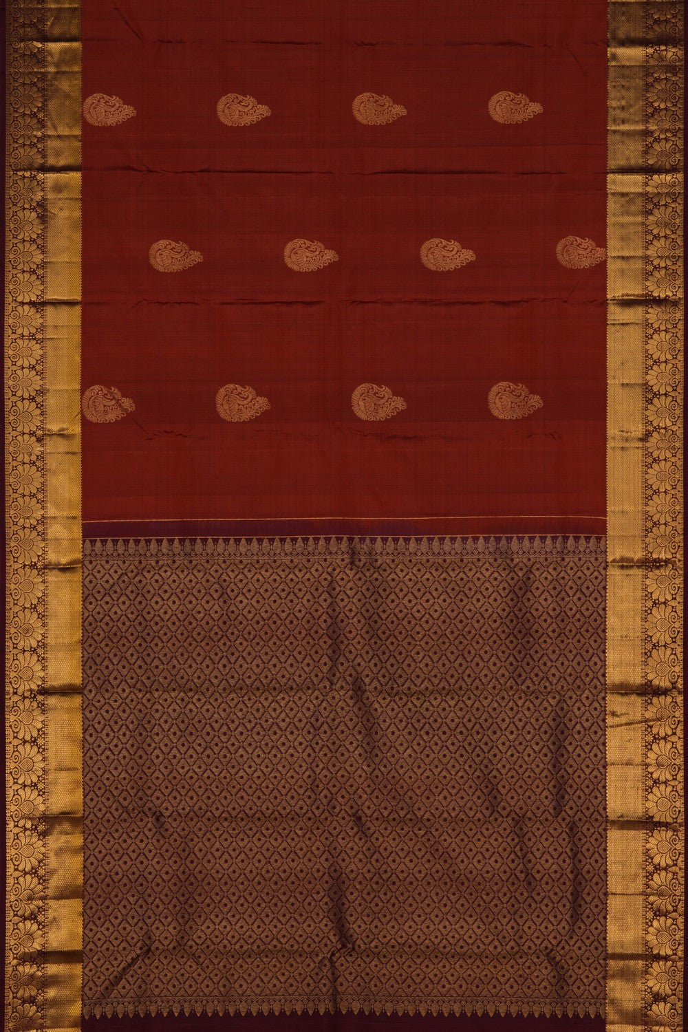 Image of South Silk Rust Orange Saree