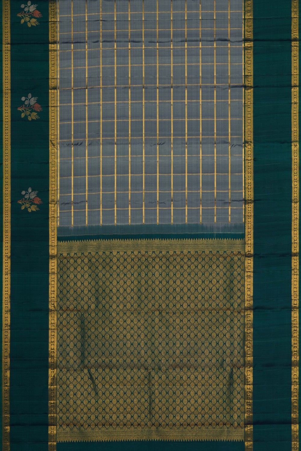 Image of South Silk Kattam Grey Saree