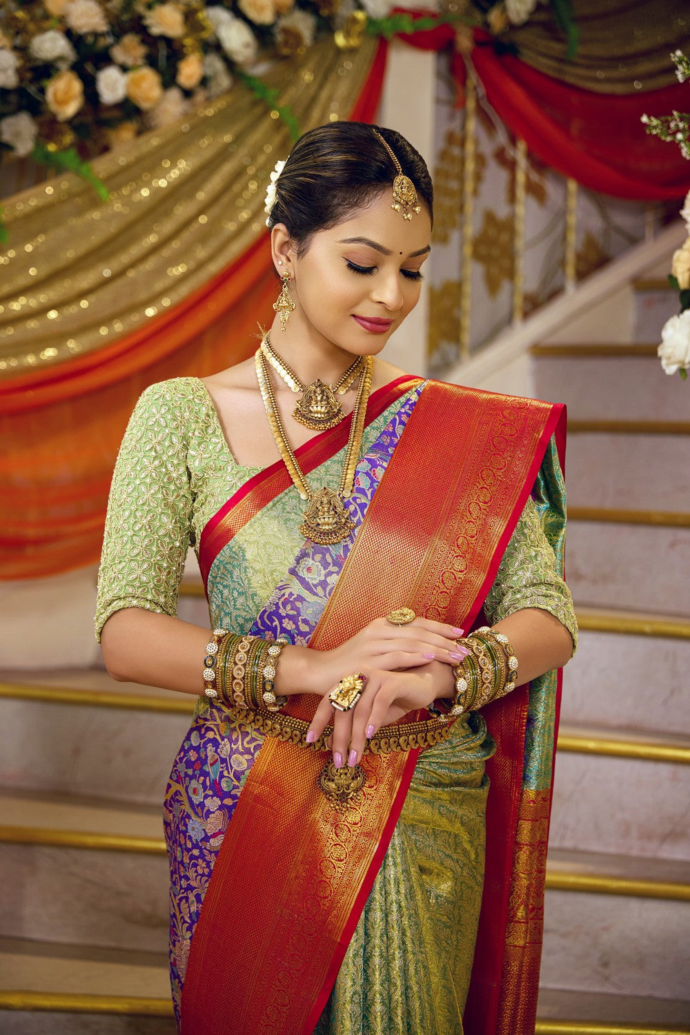 Image of Kanchipattu Brocade Sea Green Saree