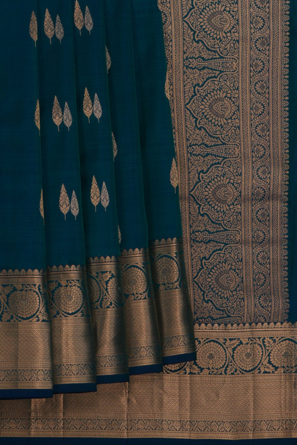 Image of South Silk Peacock Blue Saree