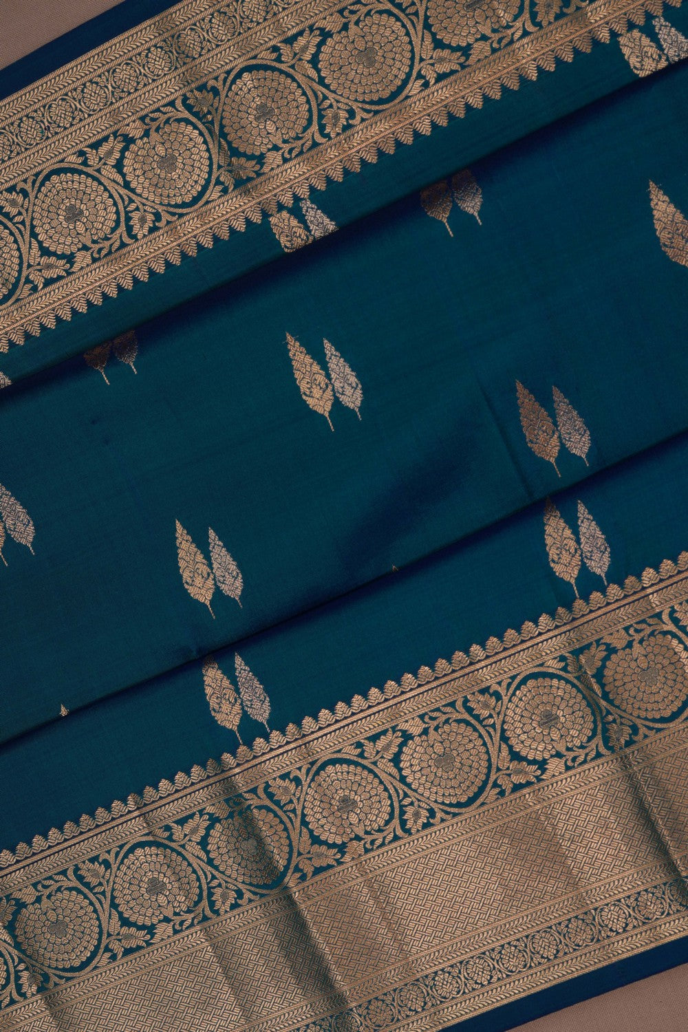 Image of South Silk Peacock Blue Saree