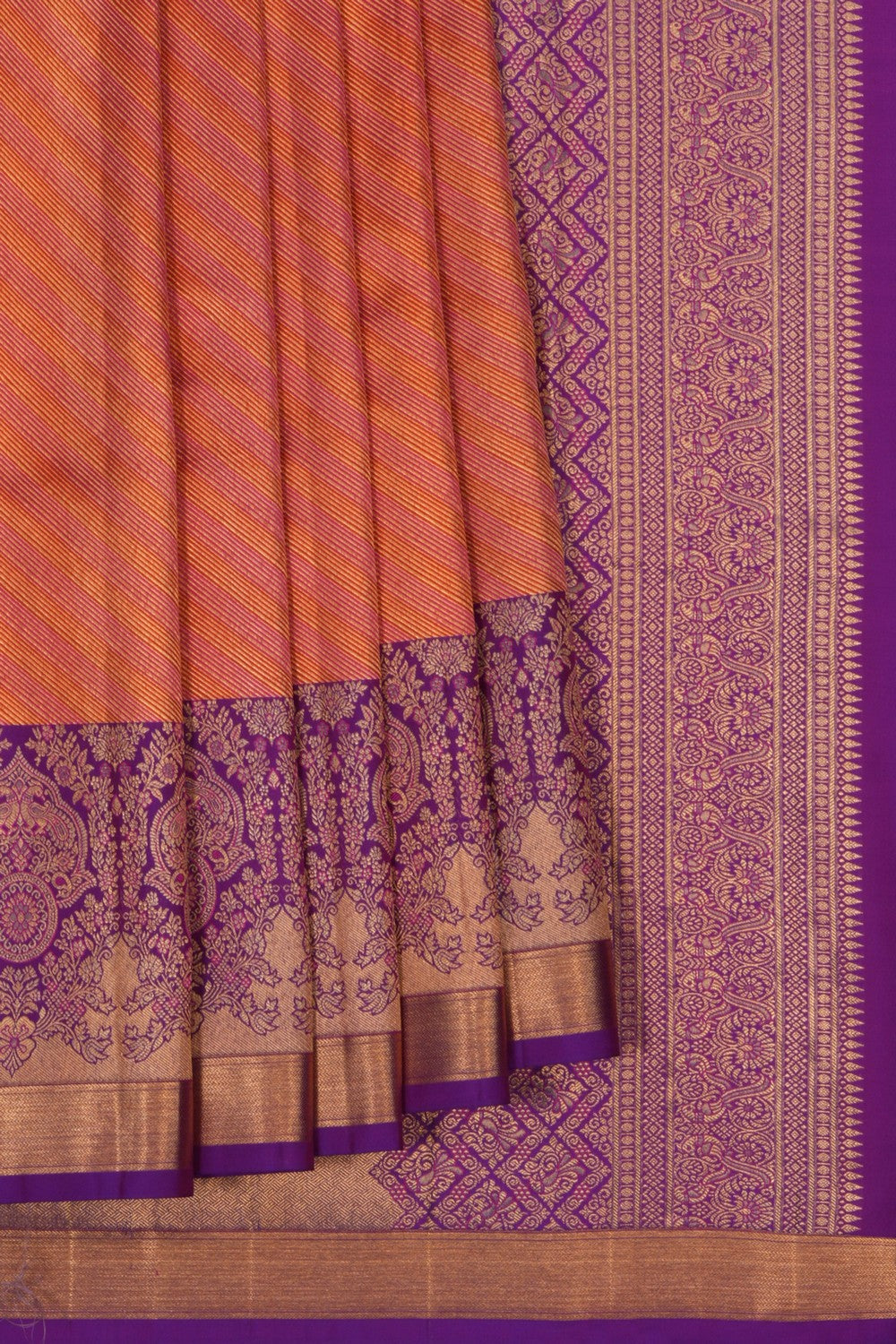 South Silk Pink-Gold Saree