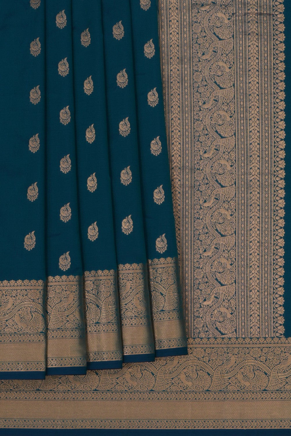 South Silk Teal Blue Saree