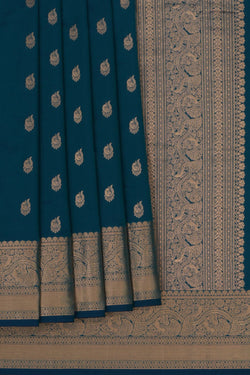 Image of South Silk Teal Blue Saree