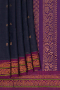 Image of Gadwal Cotton Silk Smoky Blue Saree