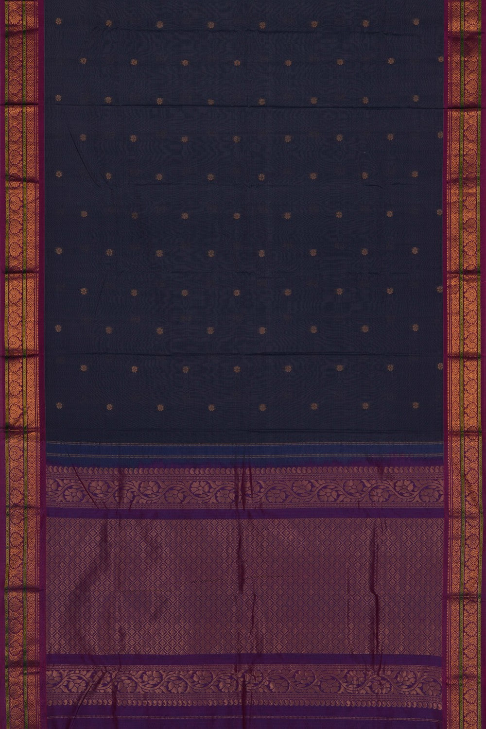 Image of Gadwal Cotton Silk Smoky Blue Saree