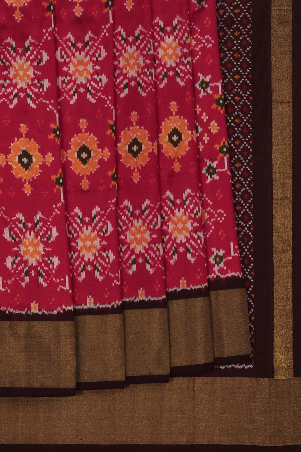 Pochampally Ikat Silk Red Saree