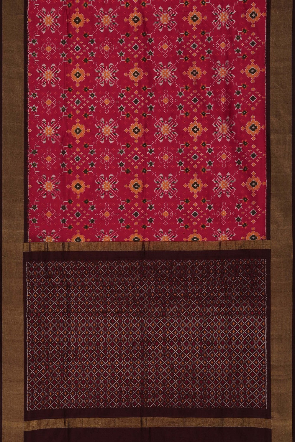 Pochampally Ikat Silk Red Saree
