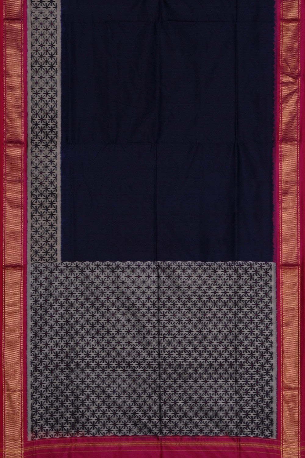 Image of Pochampally Ikat Silk Navy Blue Saree