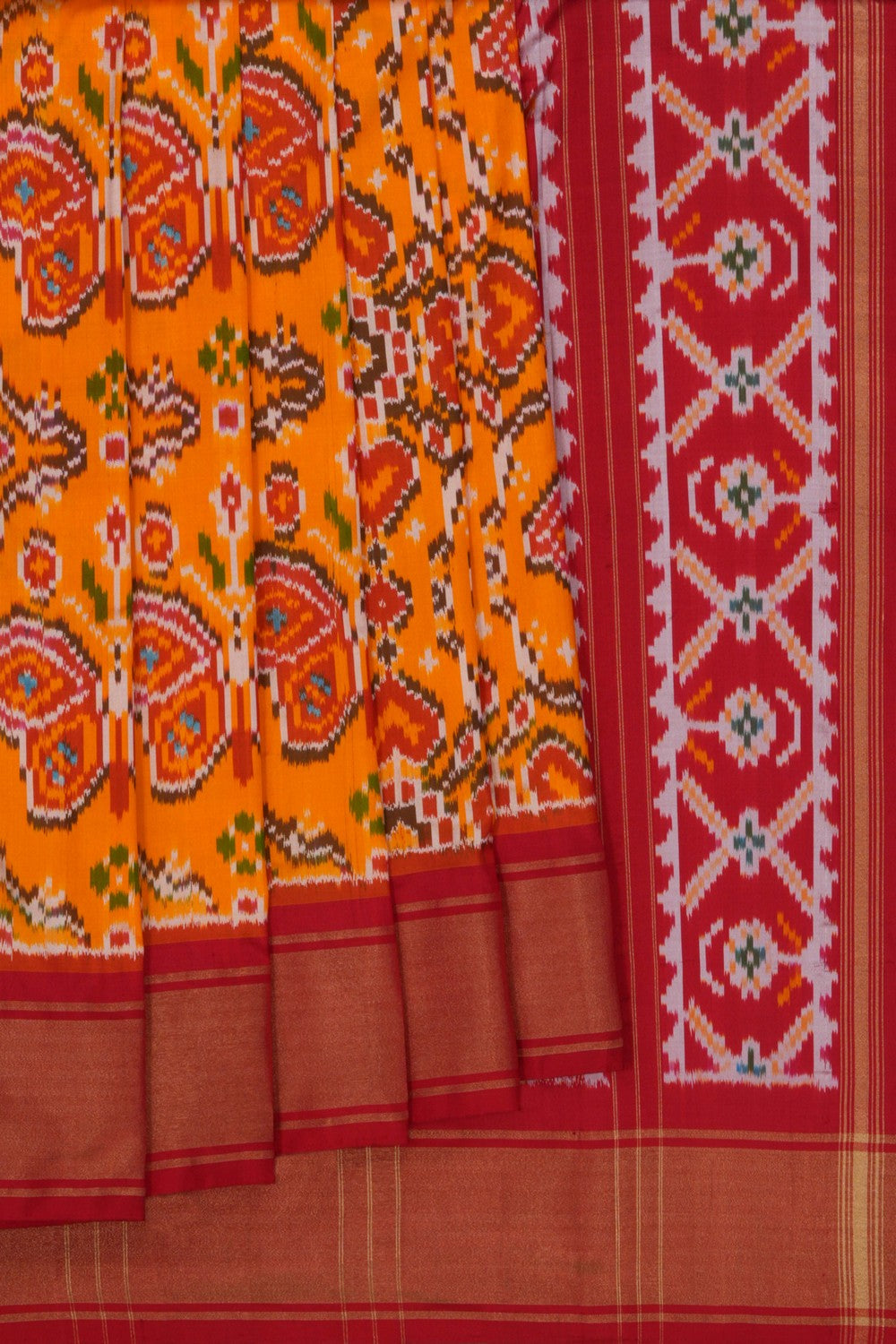 Image of Pochampally Ikat Silk Yellow Saree