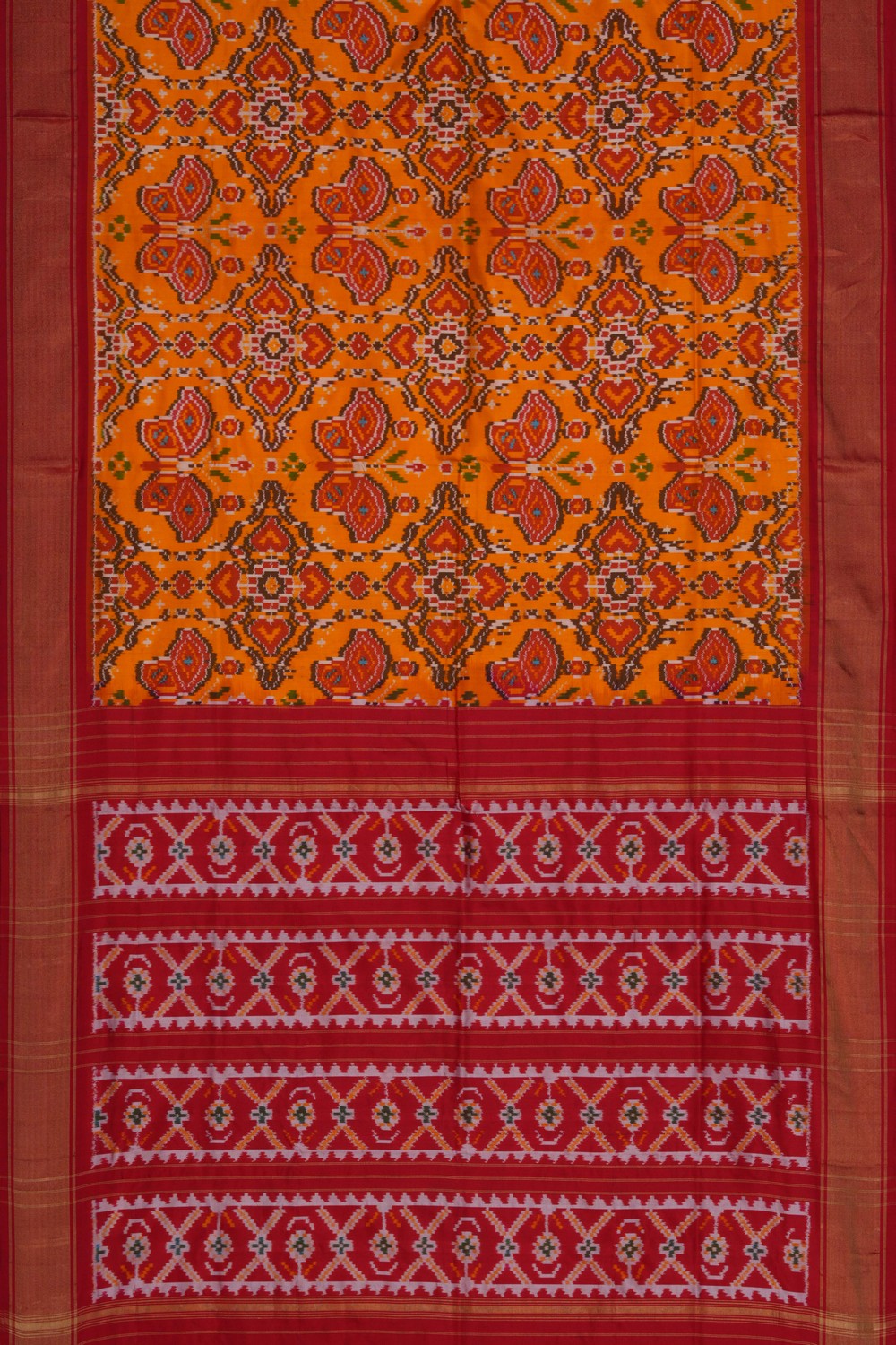 Pochampally Ikat Silk Yellow Saree