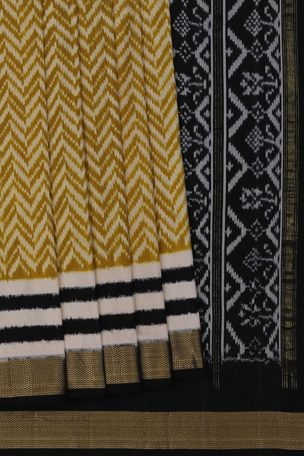 Image of Pochampally Ikat Silk Moss Green Saree