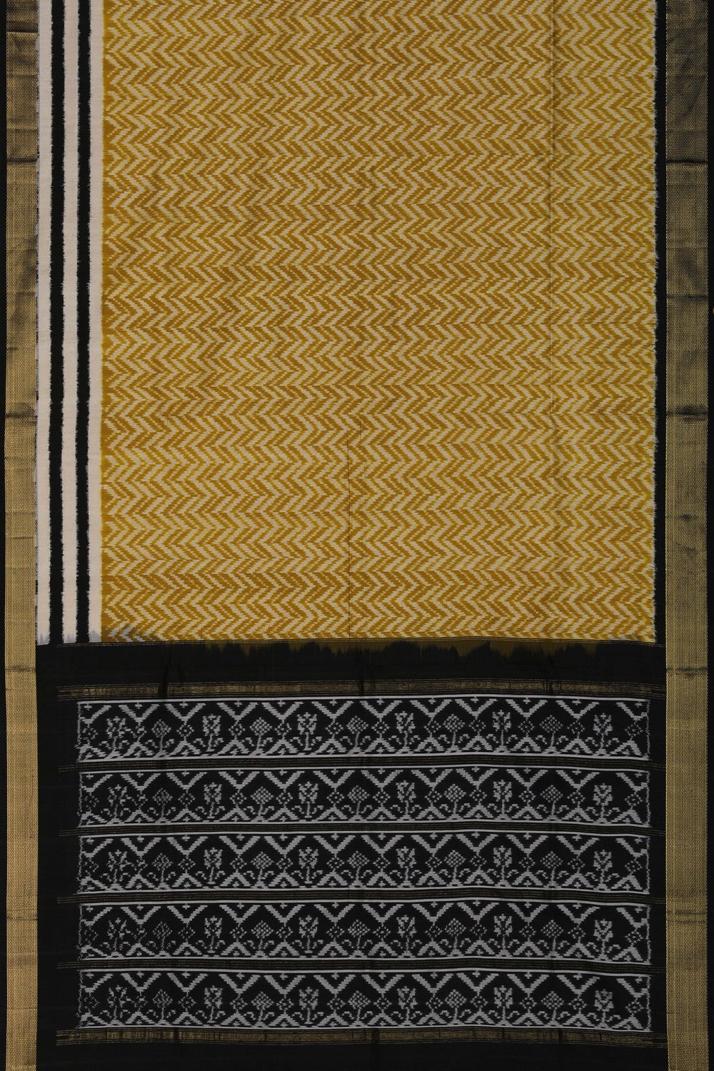 Image of Pochampally Ikat Silk Moss Green Saree