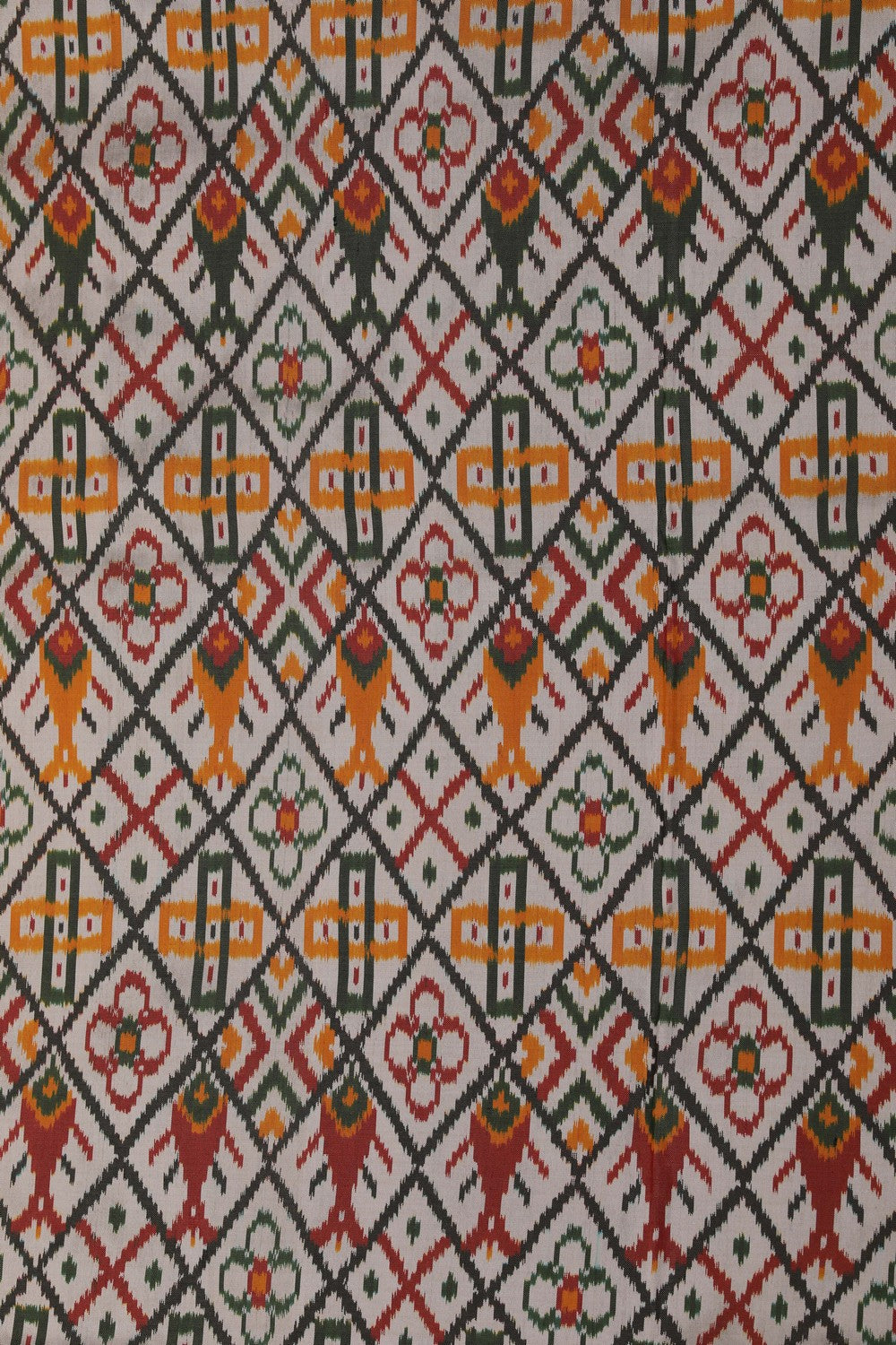 Image of Pochampally Ikat Silk Off-White Saree