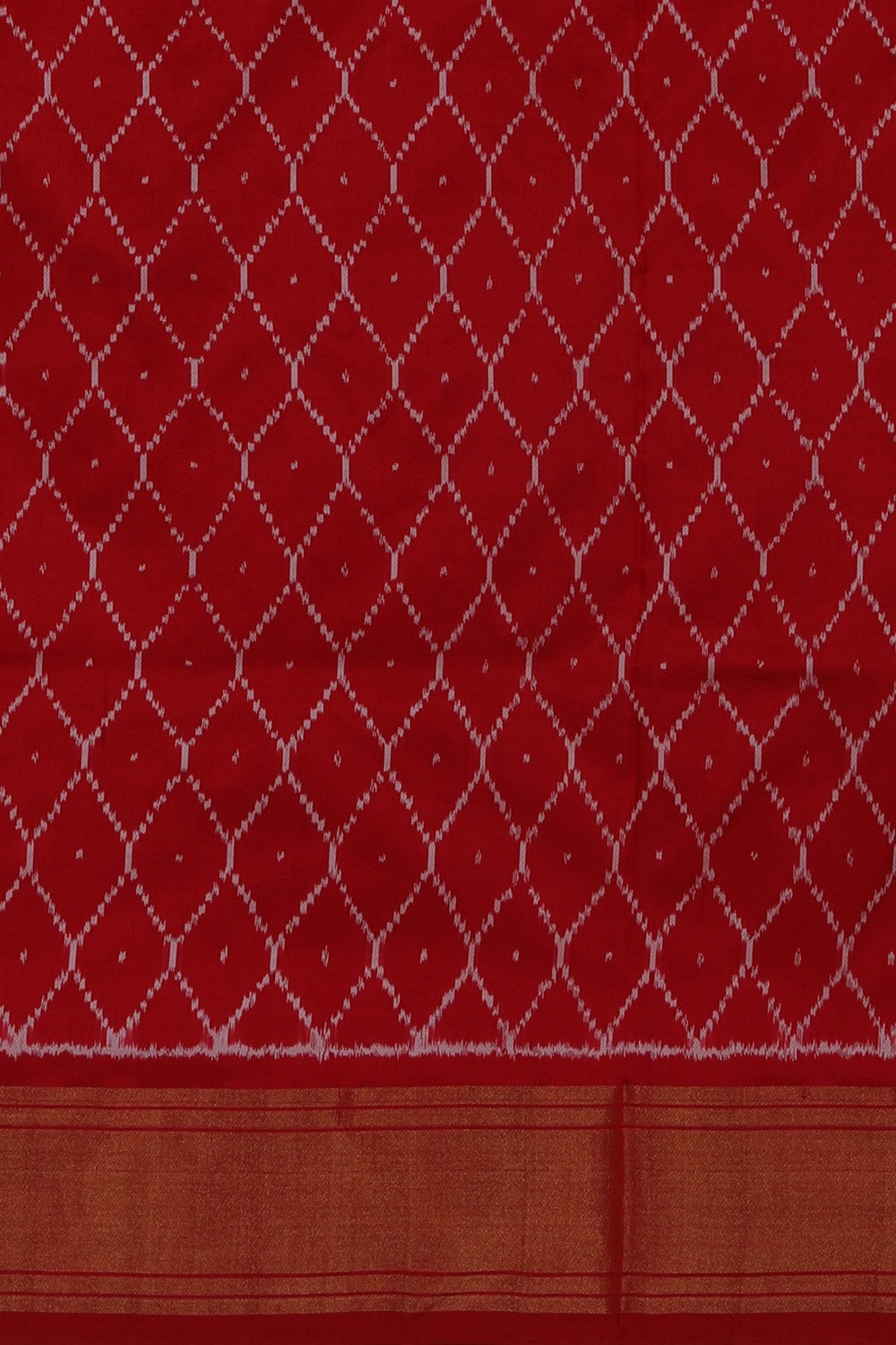 Image of Pochampally Ikat Silk Off-White Saree