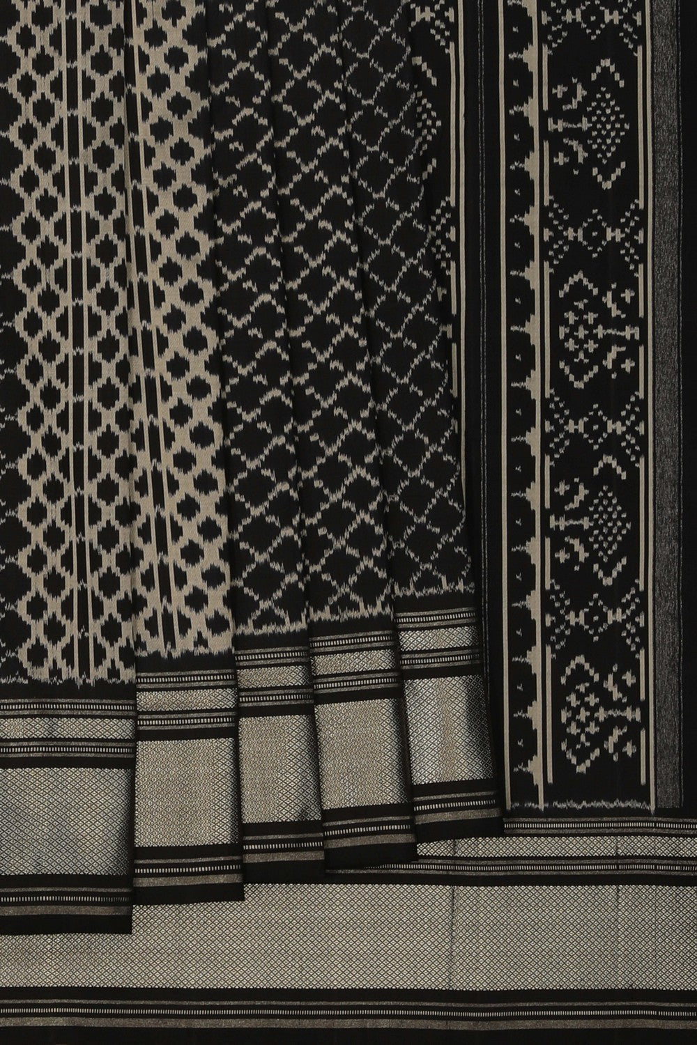Pochampally Ikat Silk Black Saree