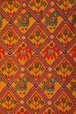 Image of Pochampally Ikat Silk Yellow Saree