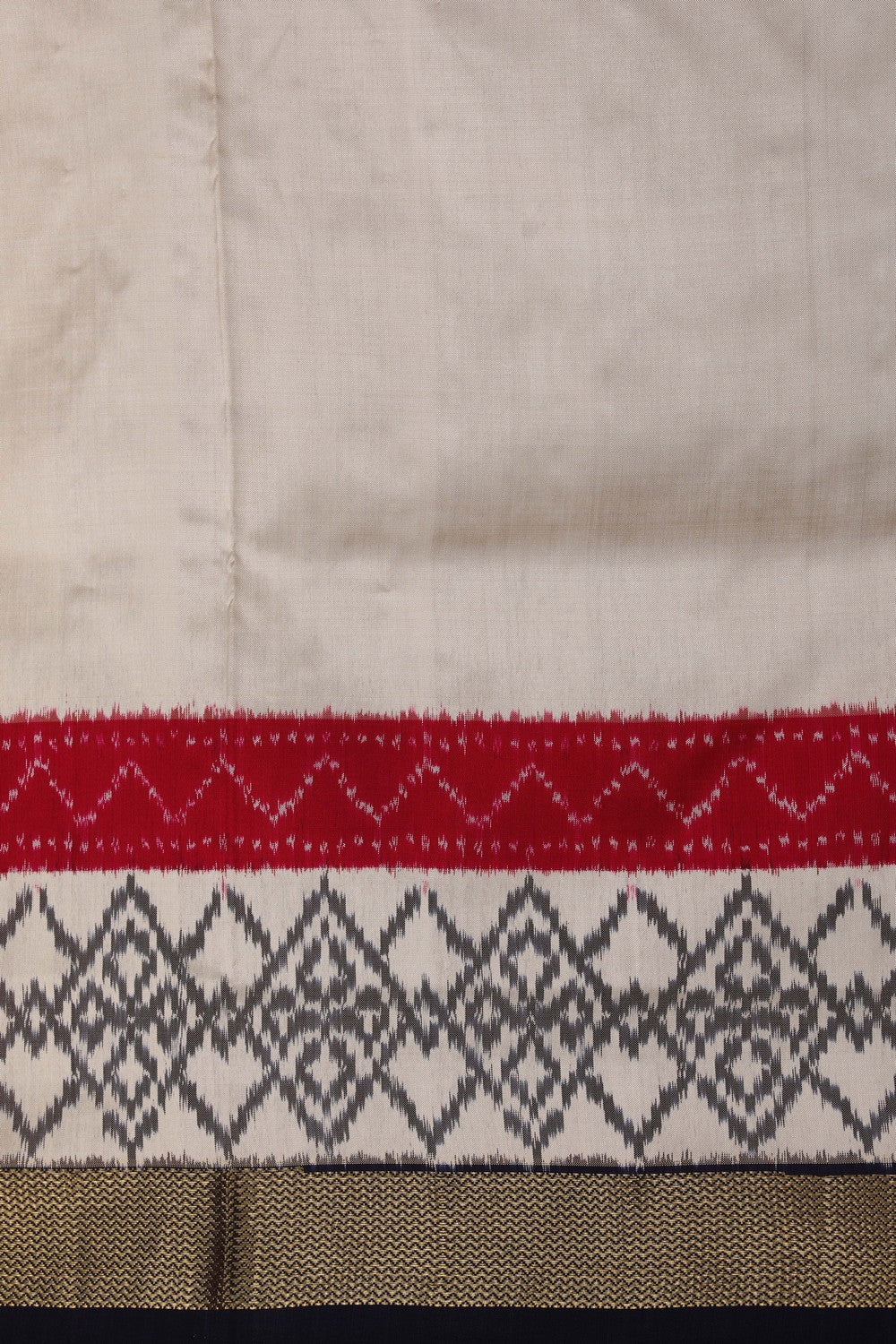 Image of Pochampally Ikat Silk Off-White Saree