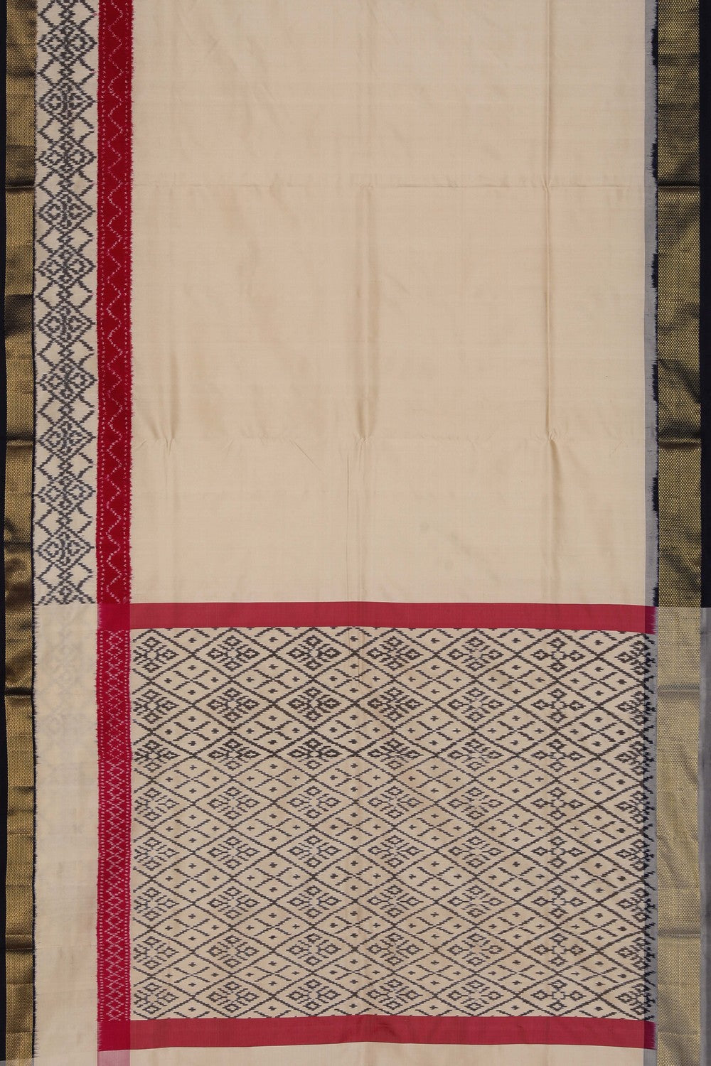 Image of Pochampally Ikat Silk Off-White Saree