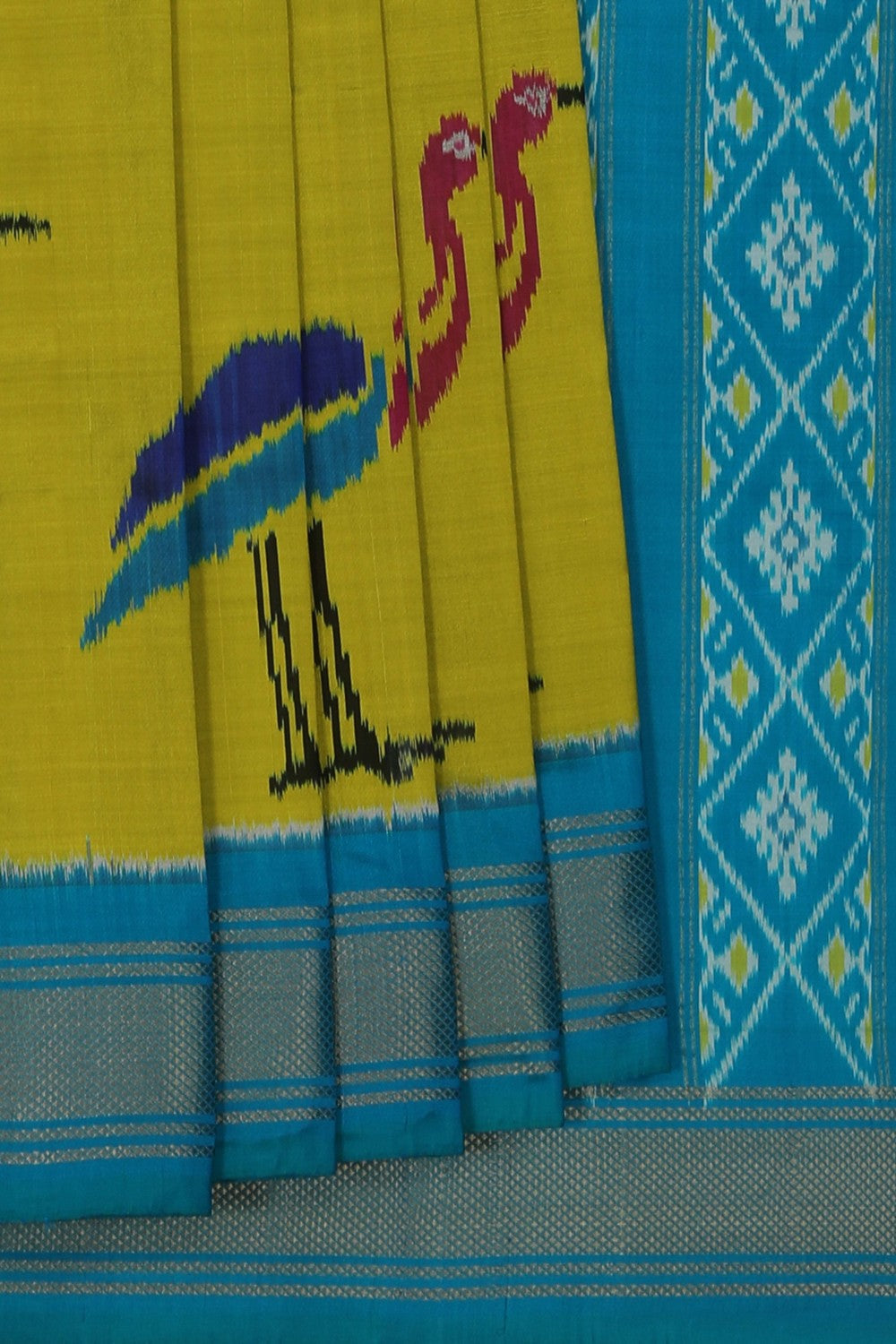 Image of Pochampally Ikat Silk Green Saree
