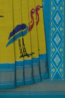 Image of Pochampally Ikat Silk Green Saree