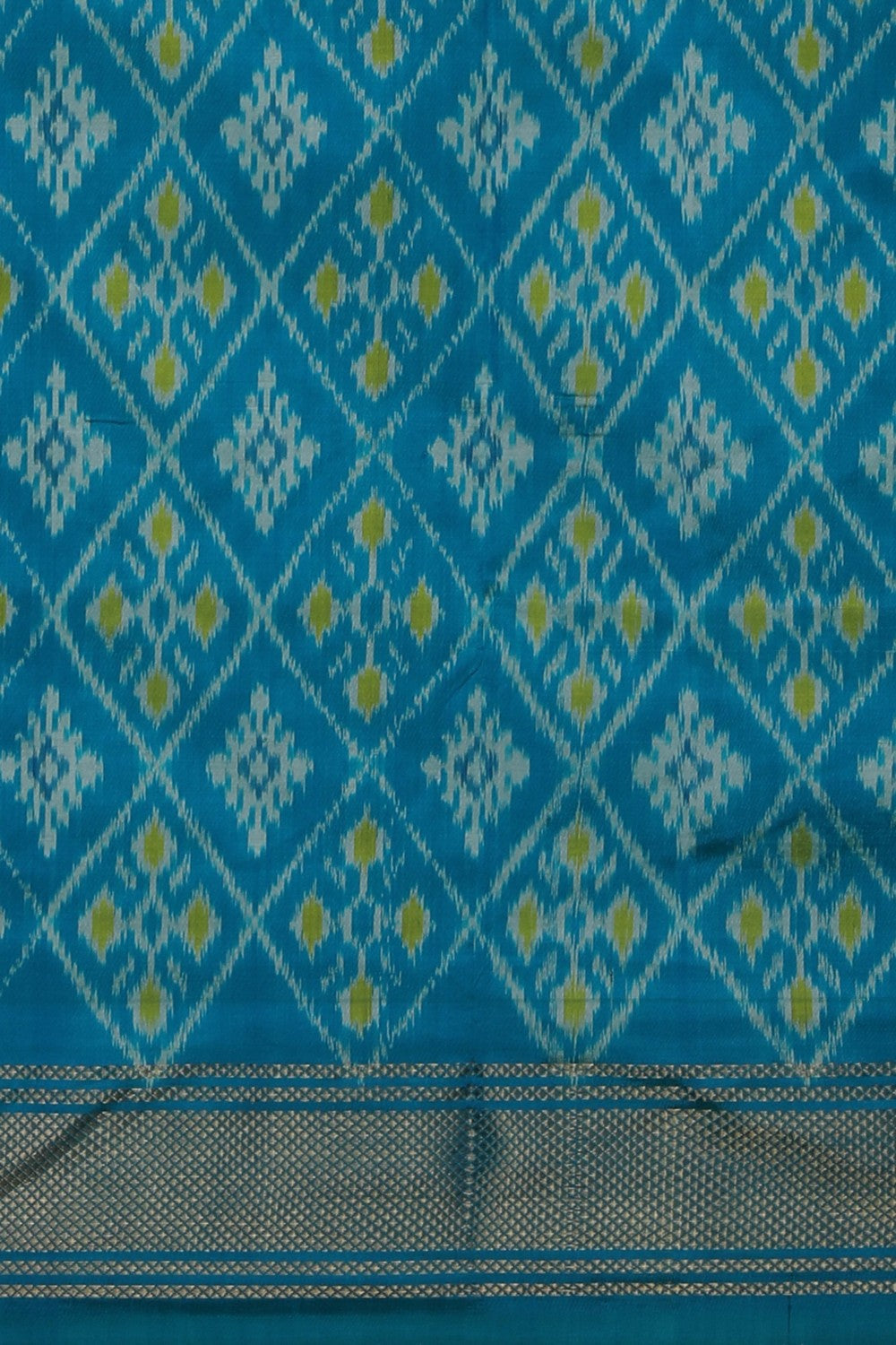 Image of Pochampally Ikat Silk Green Saree