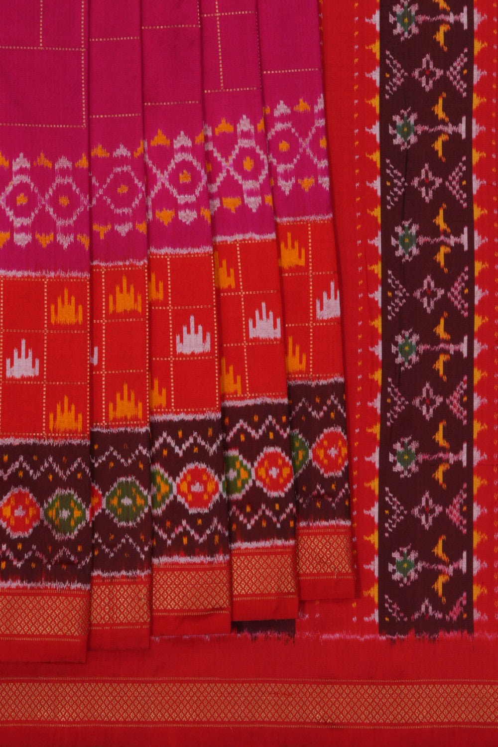 Image of Pochampally Ikat Silk Pink Saree