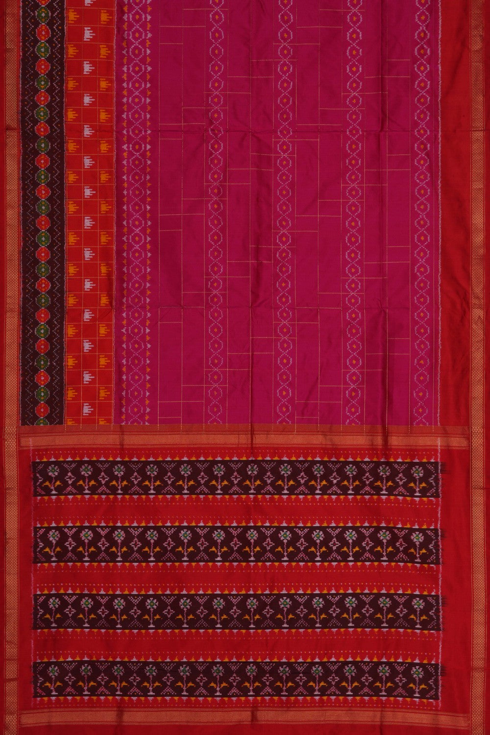 Image of Pochampally Ikat Silk Pink Saree