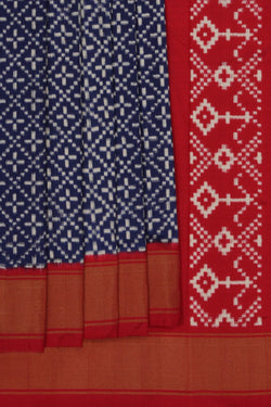 Image of Pochampally Ikat Silk Navy Blue Saree