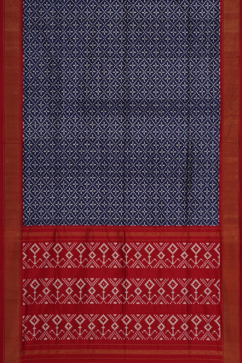 Image of Pochampally Ikat Silk Navy Blue Saree