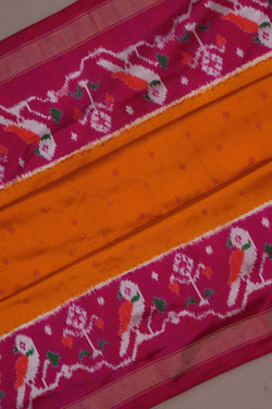 Image of Pochampally Ikat Silk Mustard Saree