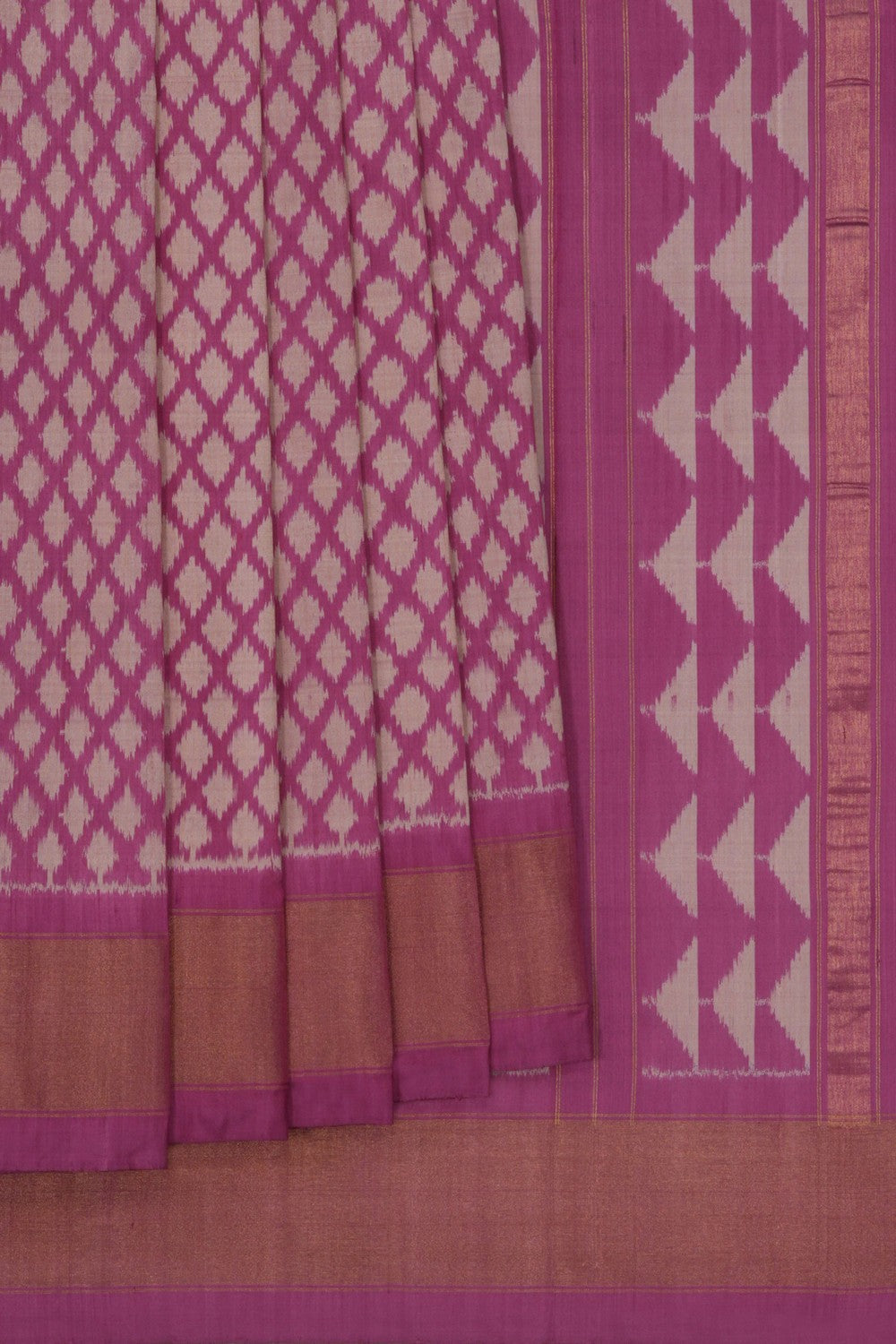 Image of Pochampally Ikat Silk Lavender Purple Saree
