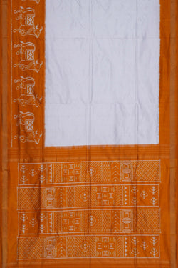 Image of Pochampally Ikat Silk Off White Saree