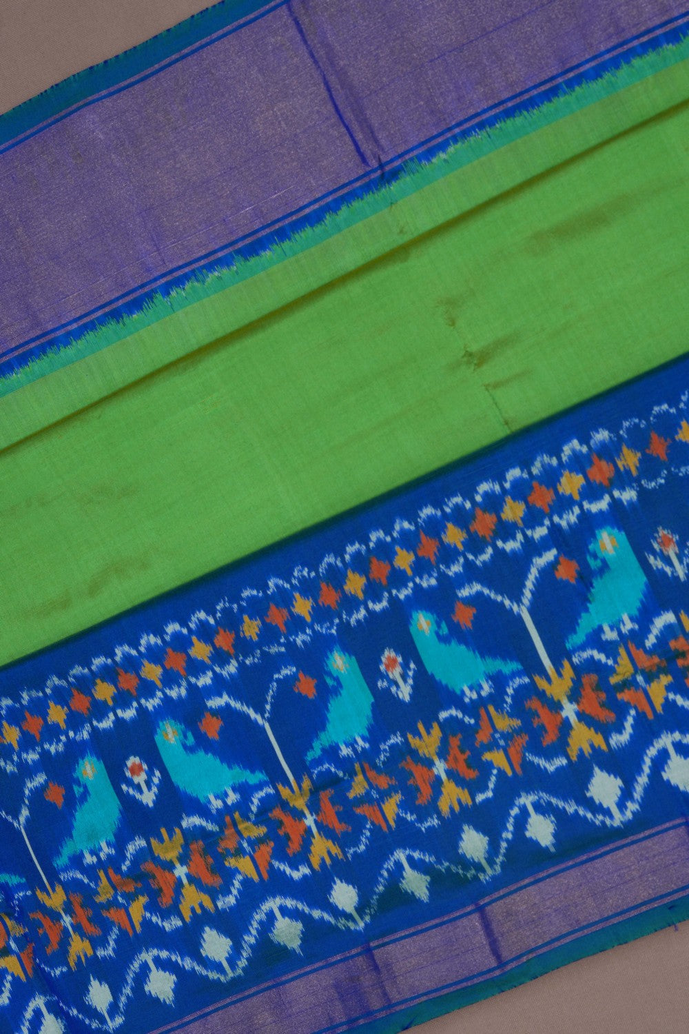 Image of Pochampally Ikat Silk Green Saree