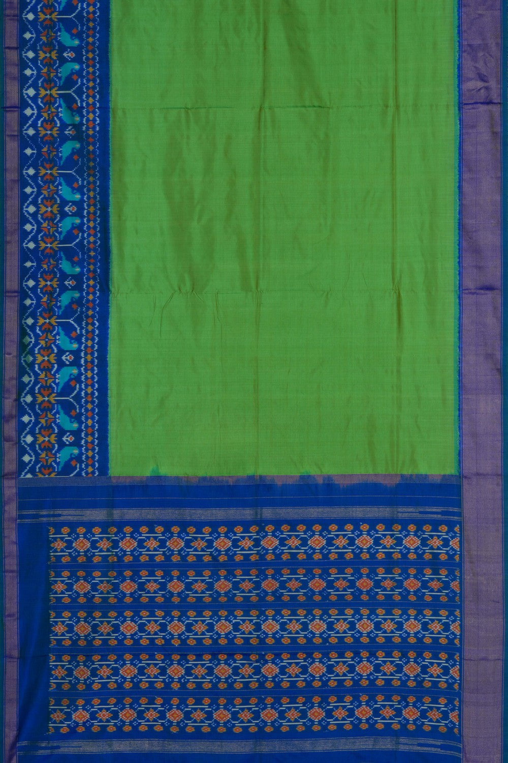 Image of Pochampally Ikat Silk Green Saree