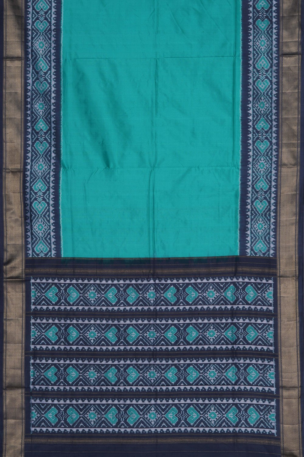 Image of Pochampally Ikat Silk Sea Green Saree