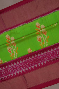 Image of Pochampally Ikat Silk Green Saree
