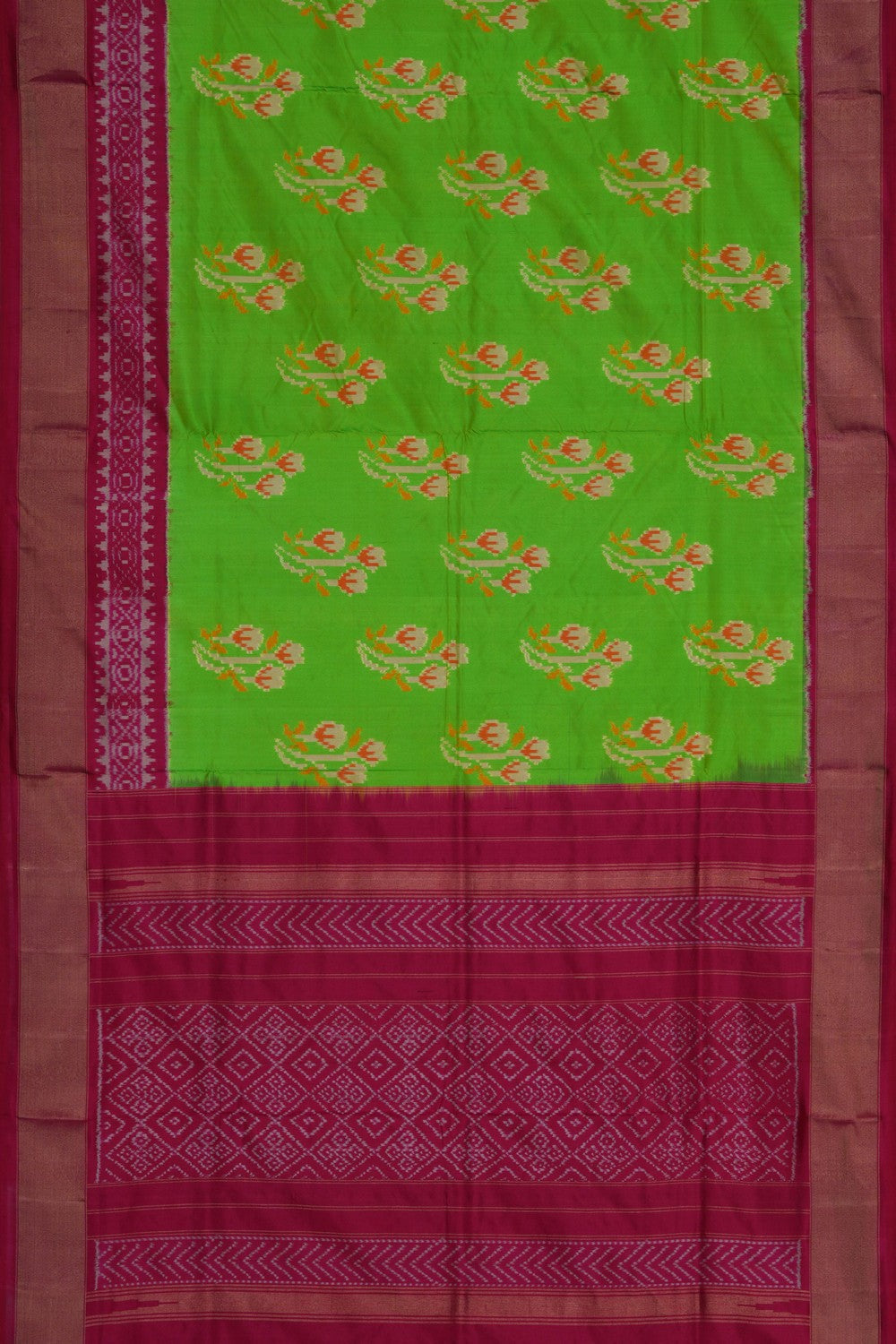 Image of Pochampally Ikat Silk Green Saree