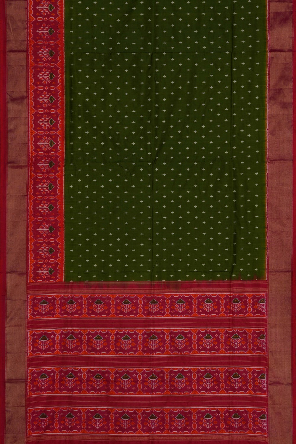 Image of Pochampally Ikat Silk Green Saree