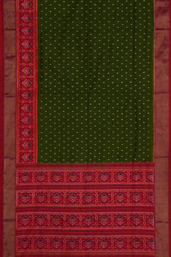 Image of Pochampally Ikat Silk Green Saree