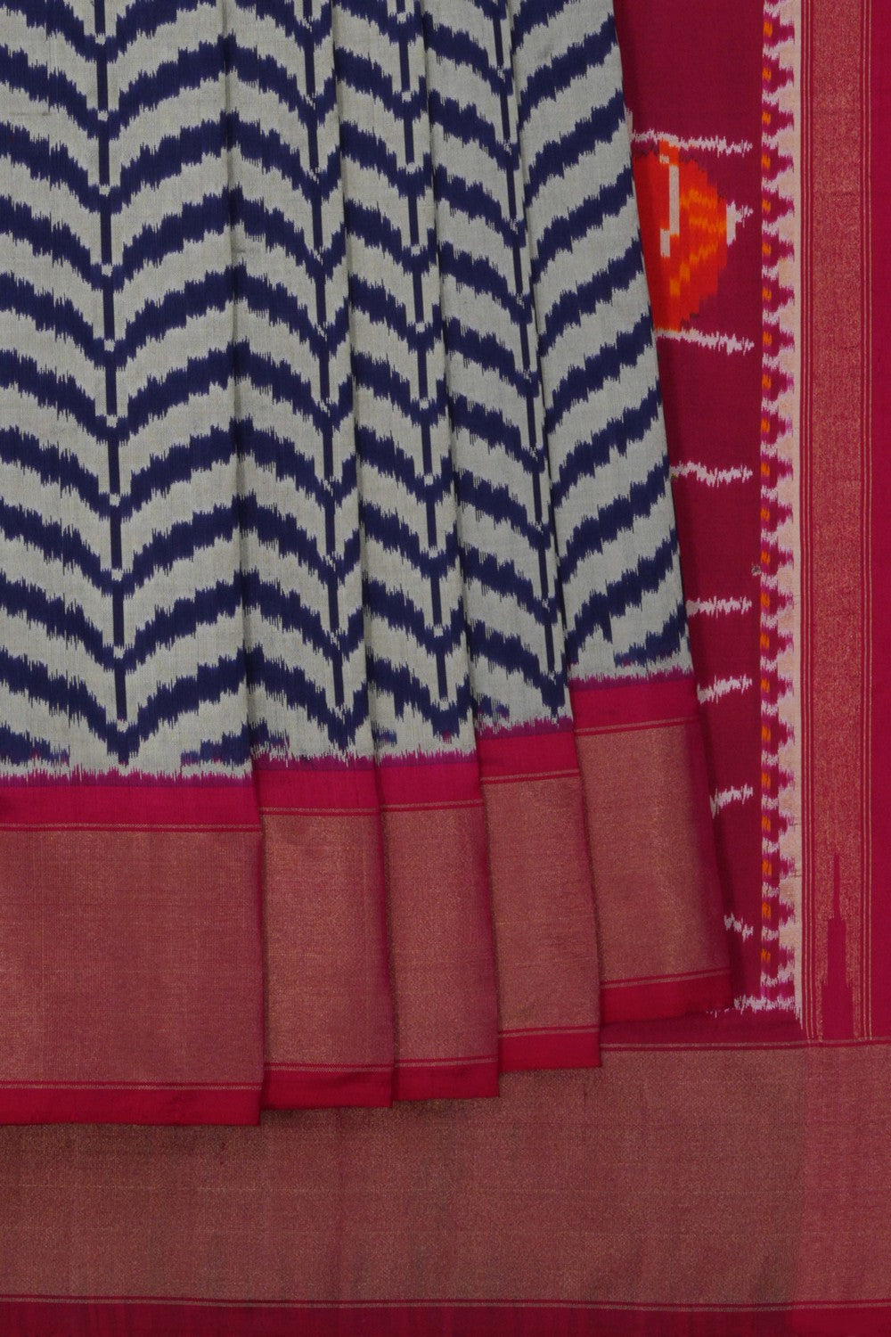 Image of Pochampally Ikat Silk Blue Saree