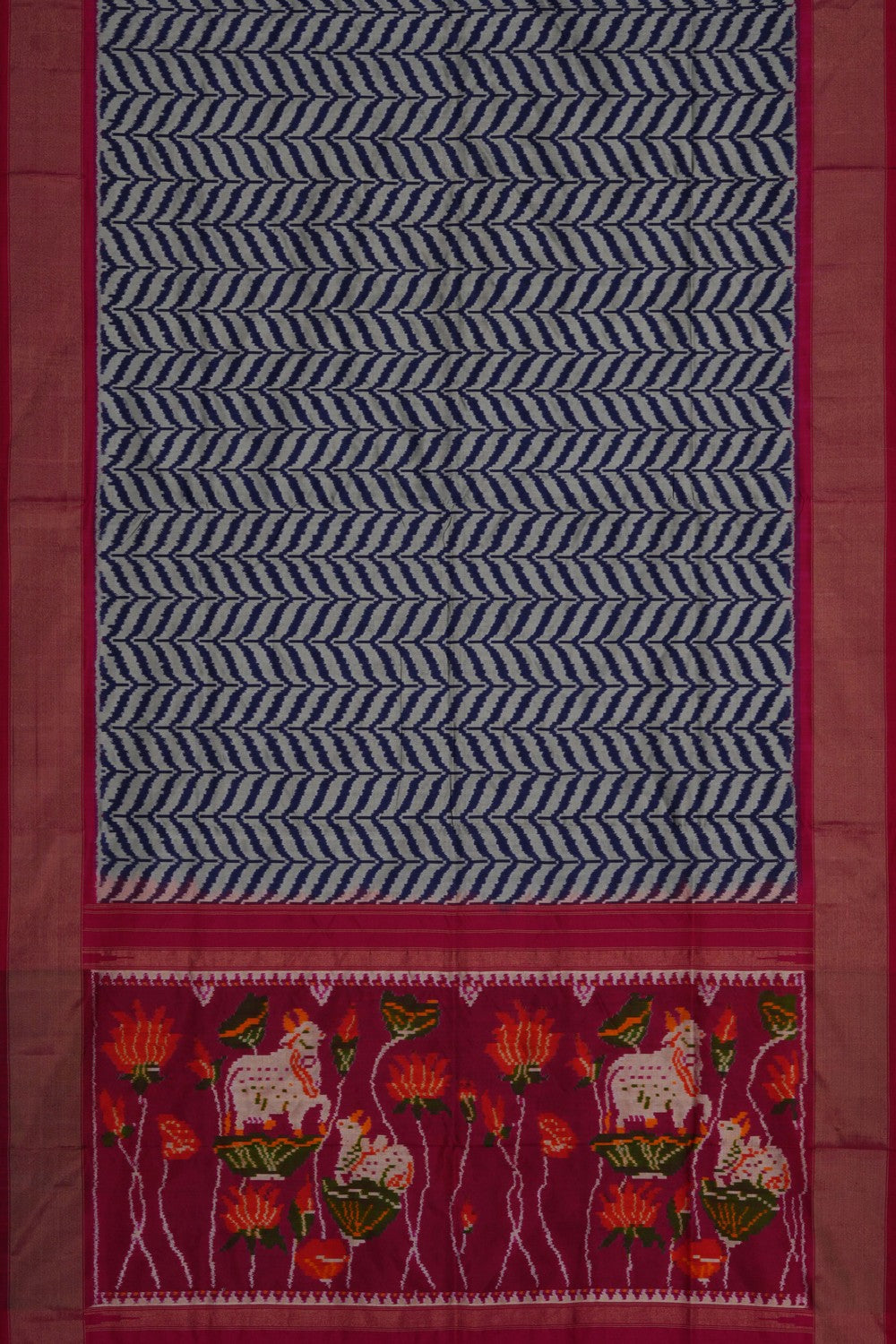 Image of Pochampally Ikat Silk Blue Saree